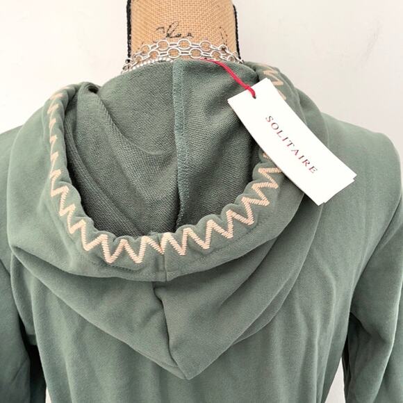 NEW SOLITAIRE embroidered green full zip hoodie S - Picture 4 of 14